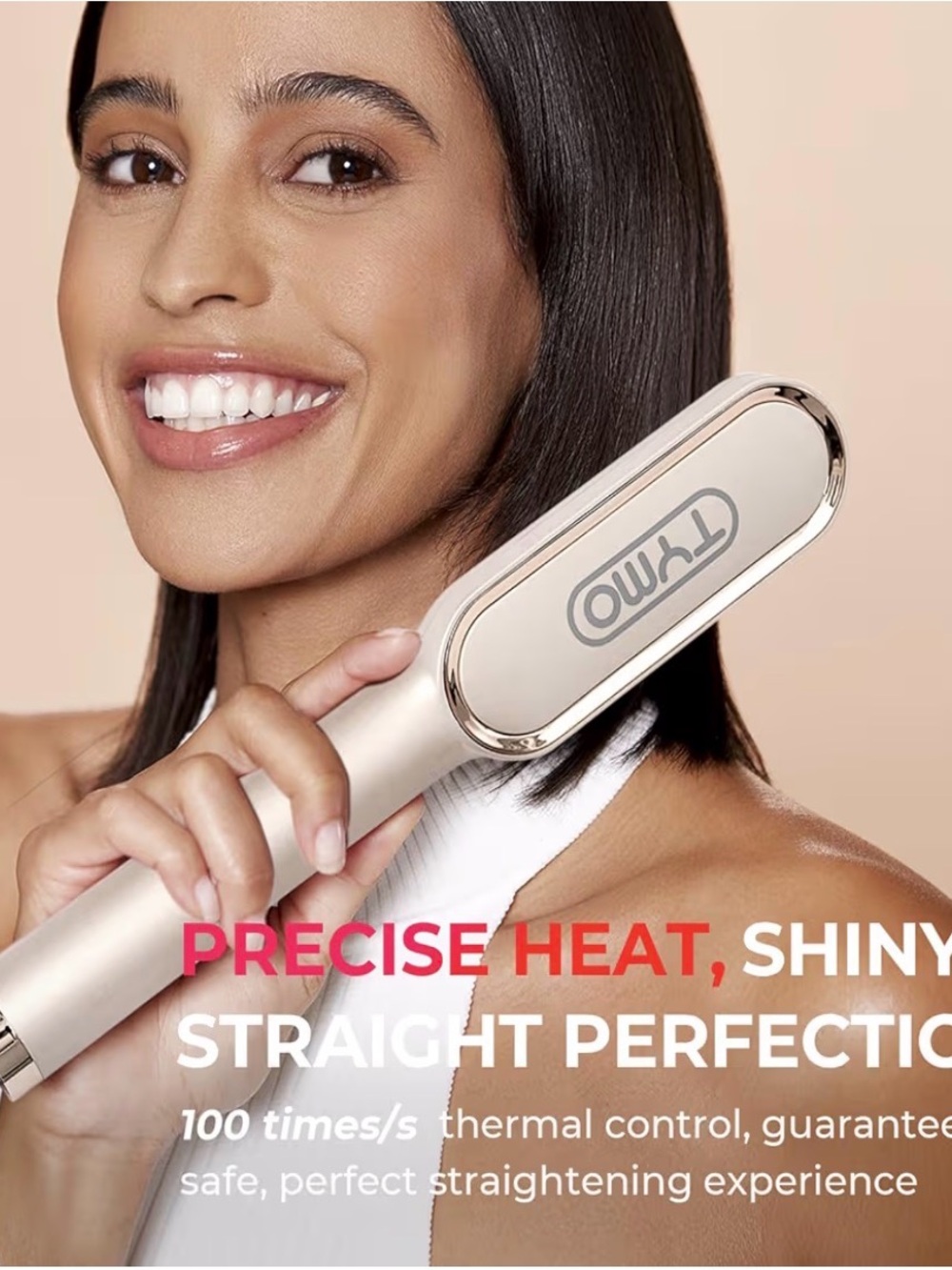 Tymo Cordless Hair Straightening Brush — Champagne